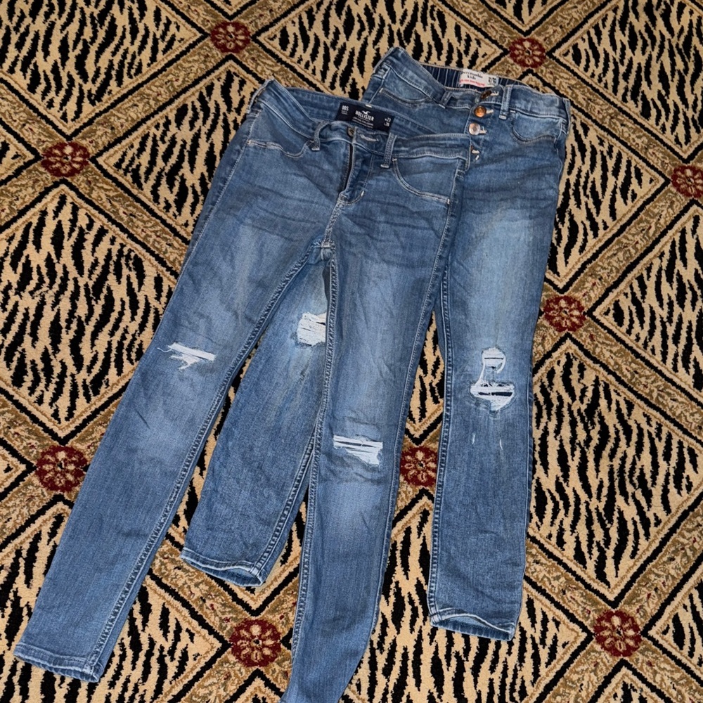 Girls Hollister & Abercrombie kids Light Blue Ripped Skinny Jeans